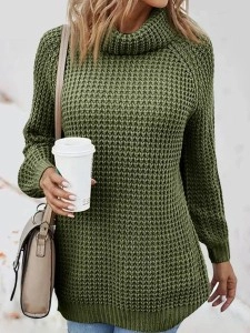 Green turtleneck sweater