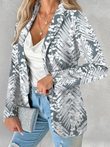 Grey print design suit jacket