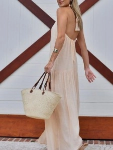 Halter dress with slit