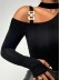 Hollow irregular long sleeved T-shirt