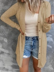 Khaki knit cardigan coat