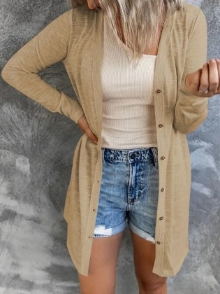 Khaki knit cardigan coat