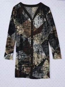 Knit print cardigan coat