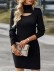 Knitted Hip Half Hollow High Neck Mini Dress