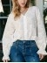 LACE BUTTON V NECK SHEATH CASUAL BLOUSE