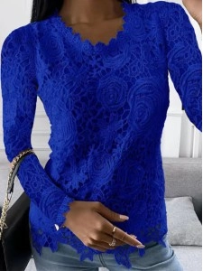Lace crew neck long sleeve top