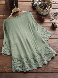 Lace elegant V-neck loose top