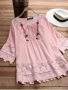 Lace elegant V-neck loose top