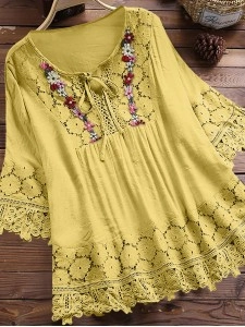 Lace elegant V-neck loose top