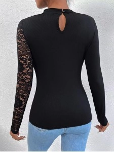 Lace Irregular Long Sleeve T-shirt
