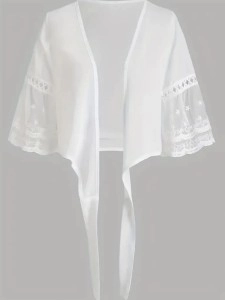 Lace patchwork lace-up cardigan