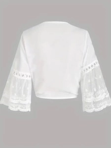 Lace patchwork lace-up cardigan