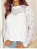 LACE RUFFLE DECORATION STAND NECK SHEATH ELEGANT BLOUSE