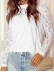 LACE RUFFLE DECORATION STAND NECK SHEATH ELEGANT BLOUSE