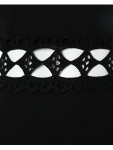 LACE SPLICE OFF SHOULDER DRESS