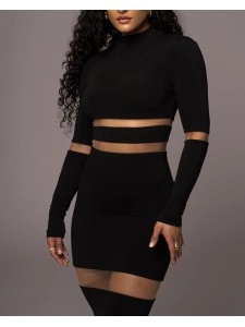 LACE SPLICE OFF SHOULDER DRESS