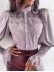 Lace standing neck flared sleeve shirt