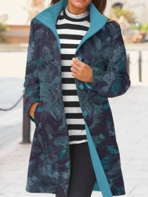 Ladies' printed lapel tweed coat