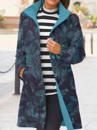 Ladies' printed lapel tweed coat