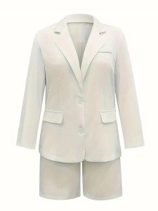 Ladies elegant Professional elegant suit jacket shorts 2 piece set