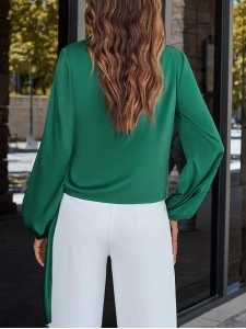 Ladies Lapel Long Sleeve Shirt