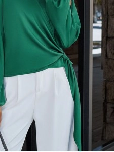 Ladies Lapel Long Sleeve Shirt