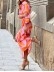Lapel Striped Print Belted Long Sleeve Dress
