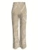 Leaf print high-waisted split trousers and dress pants
