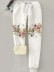 Leaf print high-waisted split trousers and dress pants
