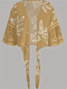 Leaf print lace cardigan