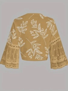 Leaf print lace cardigan