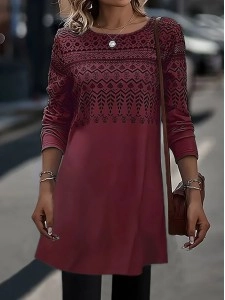 Leisure round neck ethnic dress