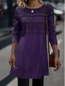 Leisure round neck ethnic dress