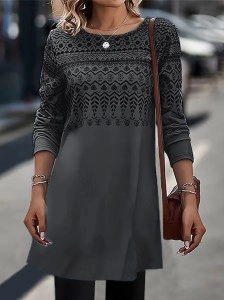 Leisure round neck ethnic dress