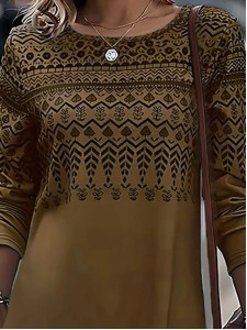 Leisure round neck ethnic dress