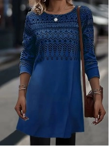 Leisure round neck ethnic dress