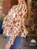 Leopard embellished V-neck ruffled casual shirt