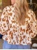 Leopard embellished V-neck ruffled casual shirt