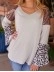 Leopard pattern sequin patchwork flared sleeve V-neck top