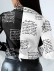 Letter printed patchwork color contrast long sleeved shirt