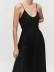 Long dress with waistband pleated waist for women