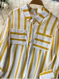 Long loose vertical striped  shirt jacket