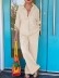 Long sleeve cotton linen shirt and trousers 2 sets