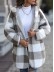 Long Sleeve Plaid Hooded Zipper Loose Jacket