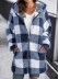Long Sleeve Plaid Hooded Zipper with Pockets Loose Jacket