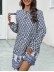 Long sleeve positioning print dress
