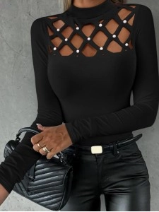 Long sleeved hollow tight top