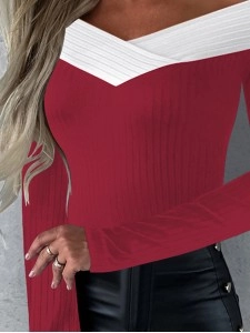 Off shoulder slim fitting long sleeved top