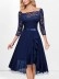 One-piece neckline mid-sleeve lace and chiffon dress
