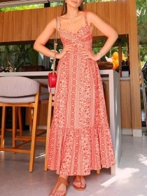 Paisley print halter dress